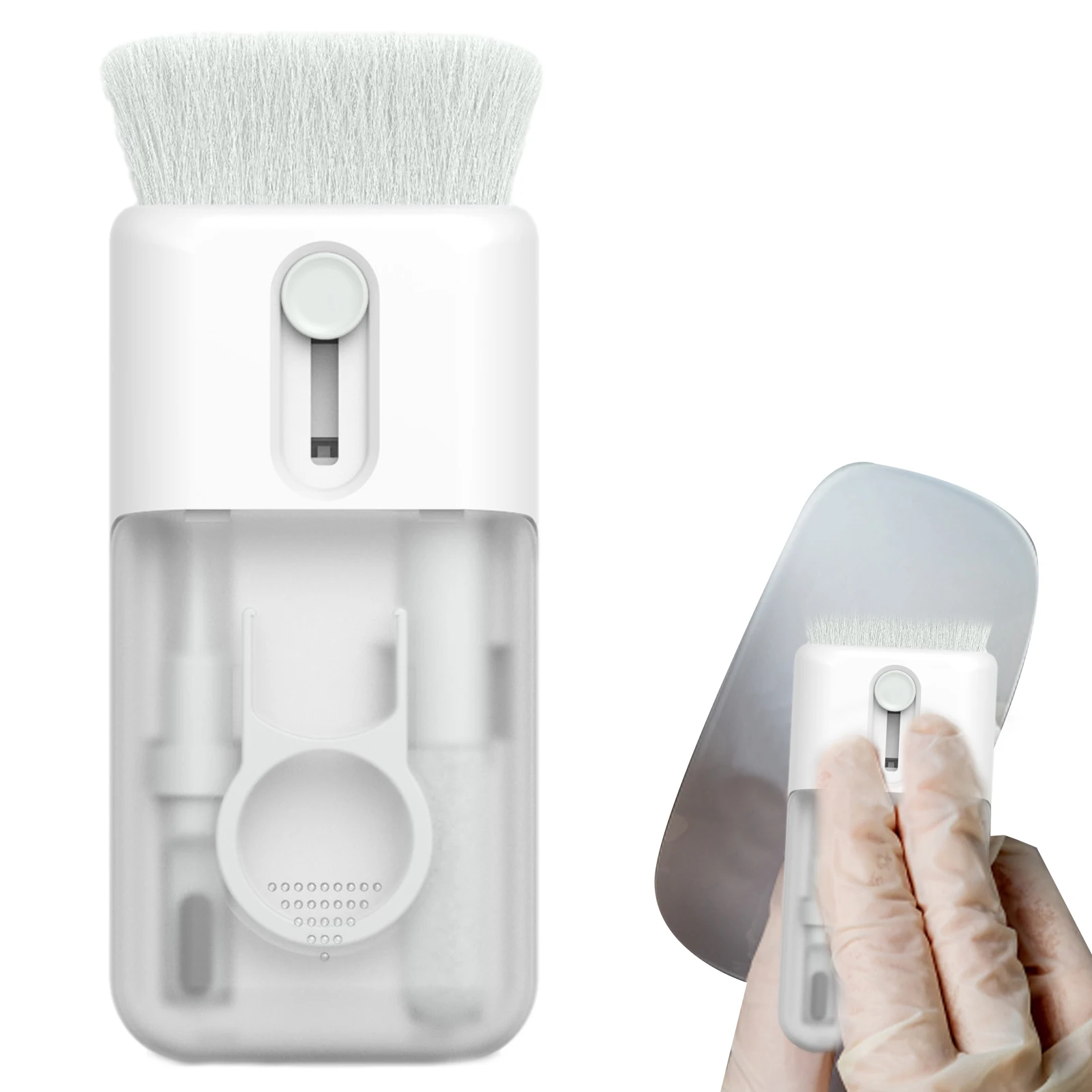 ชุดทำความสะอาดคีย์บอร์ดชุดทำความสะอาดพอร์ตโทรศัพท์พร้อมแปรงคีย์บอร์ดชุดทำความสะอาดอเนกประสงค์แปรงสำหรับหูฟังไร้สายเคส6