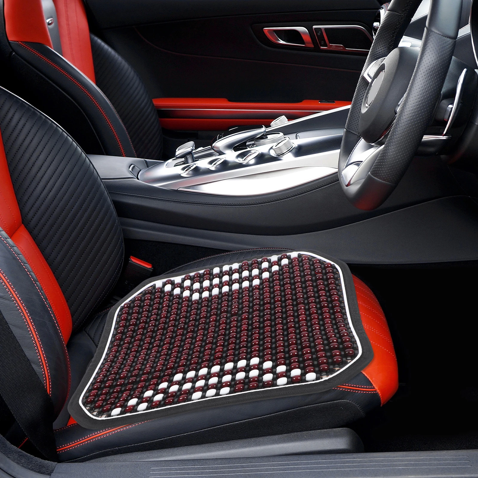 

Summer Cooling Car Seat Cushion Wooden Beaded Massage Pad Non-Slip For Car Office Chair Sofa Automotive Seat Protector