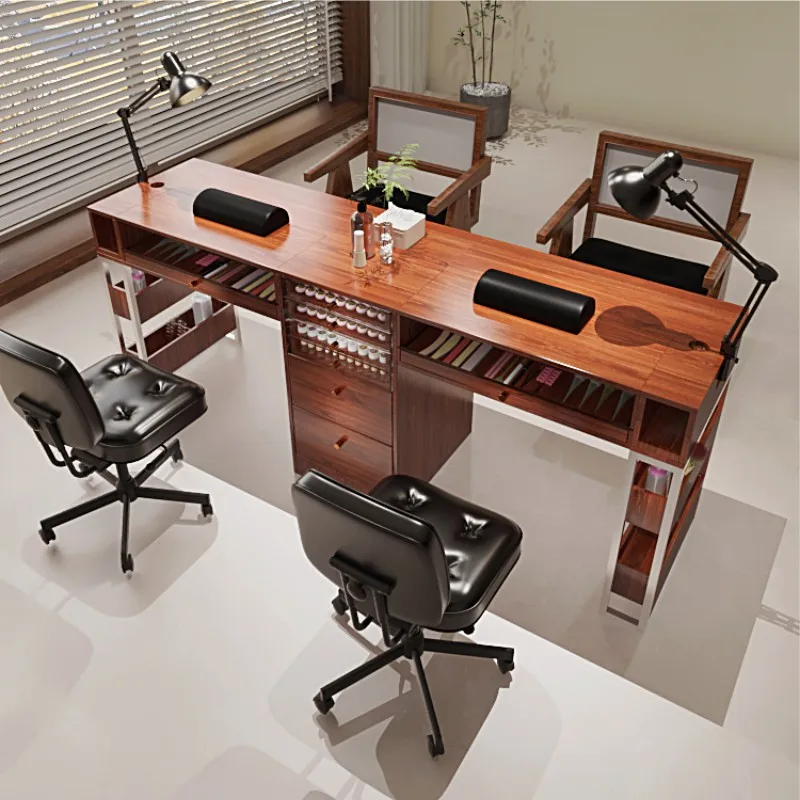 Economical Japanese-Style Ins Nail Art Tables Double Manicure Chair Suite for Internet Celebrity Nail Art Shops