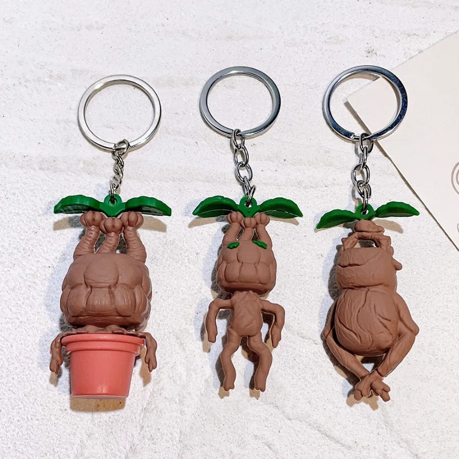 Mandrake Grass PVC Keychain para Homens e Mulheres, Chaveiros, Estátua Estatueta, Pingente, Favores Do Partido, Presentes, Atacado