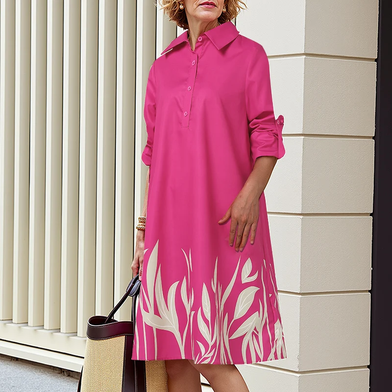 

Платье женское VONDA 2026, размер 5XL, в богемном стиле, с длинным рукавом, принтованное, с отложным воротником, повседневное, длиной до колена, модное, в стиле роба (платье-халат)