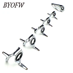 BYOFW 6 Pcs Big Strong Casting Fishing Rod Building Guide Eye Line Ceramic Ring Stainless Steel Mixed Size Saltwater Replacement