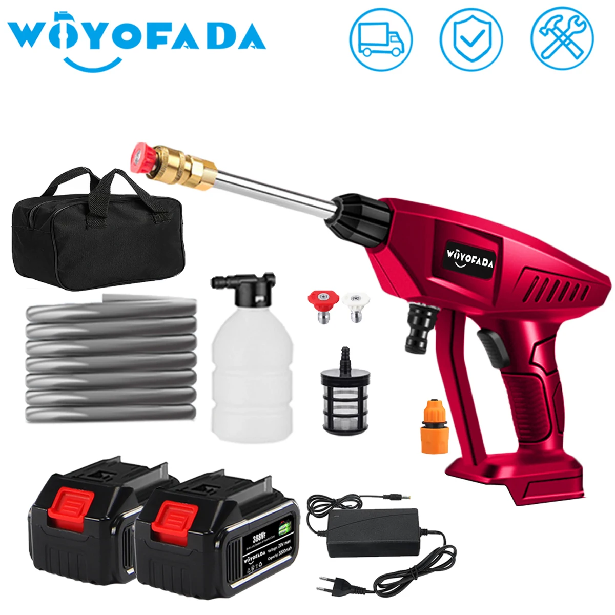 

WOYOFADA Cordless High Pressure Car Wash Water Spay Gun Portable High Pressure WasherGenerator W/ Toolbag for Makita 18V Battery