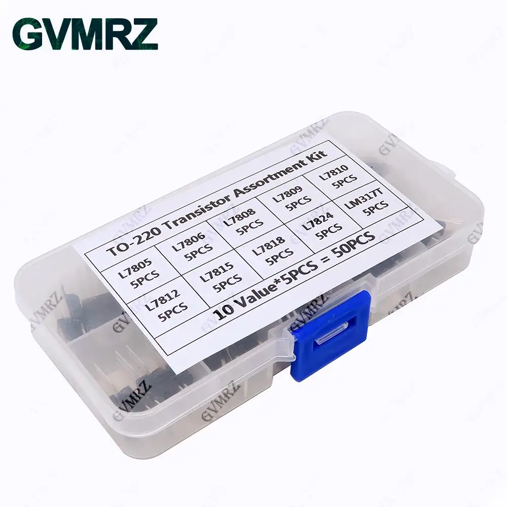 50 قطعة 10 قيم TO-220 مجموعة متنوعة من الترانزستور (L7805/L7812/LM317T إلخ) لمشروع DIY لإمدادات الطاقة الصناعية