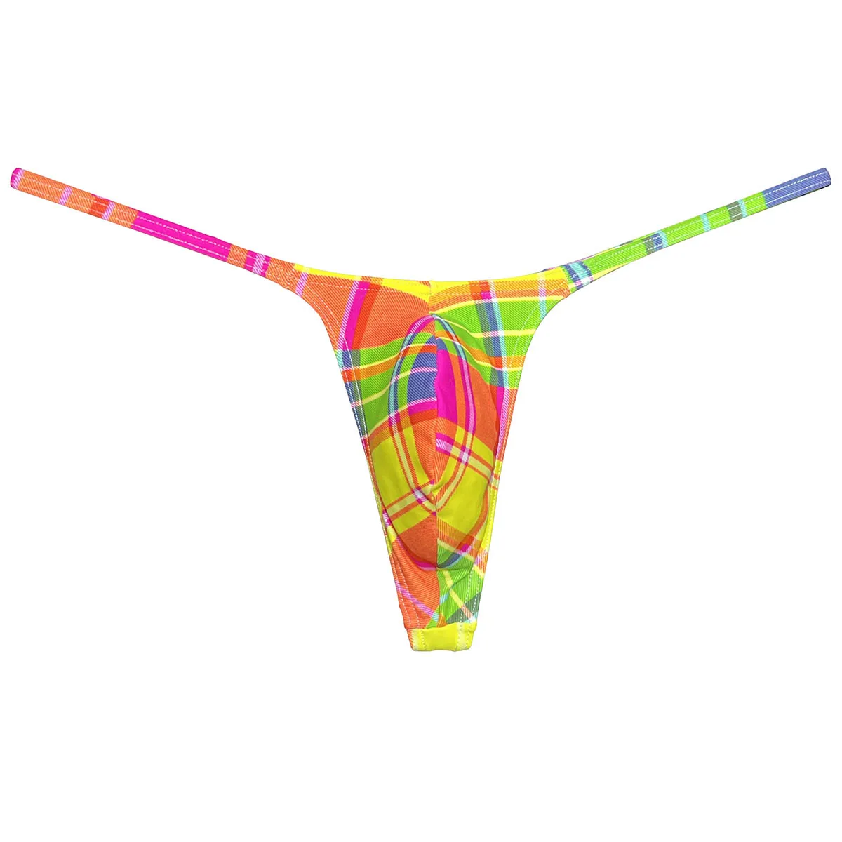 Men's Enhance Pouch G-String Colorful Print String Underwear Male Thongs Lingerie Ultrathin Quick-dry Stretchy Breathable Tangas