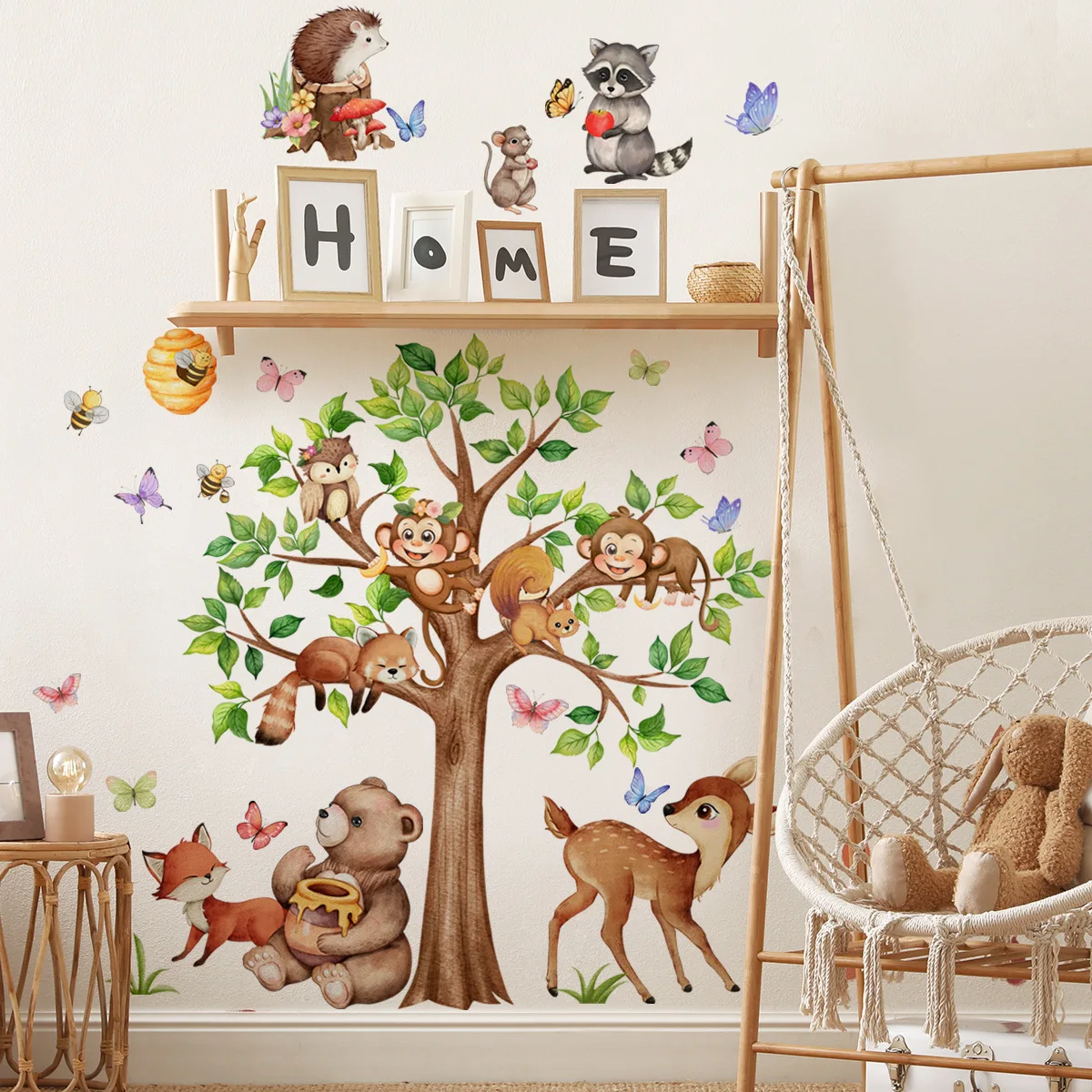 Cartoon Jungle Animal Tree Nak – Baby Nursery Jungle Wallpaper recenzja i cena