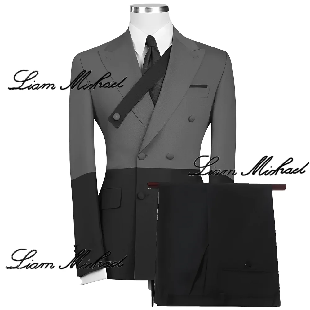 

Color Block Men's Suit 2 Piece Double Breasted Blazer Custom Color XS-5XL Wedding Groom Tuxedo Formal Party Dress