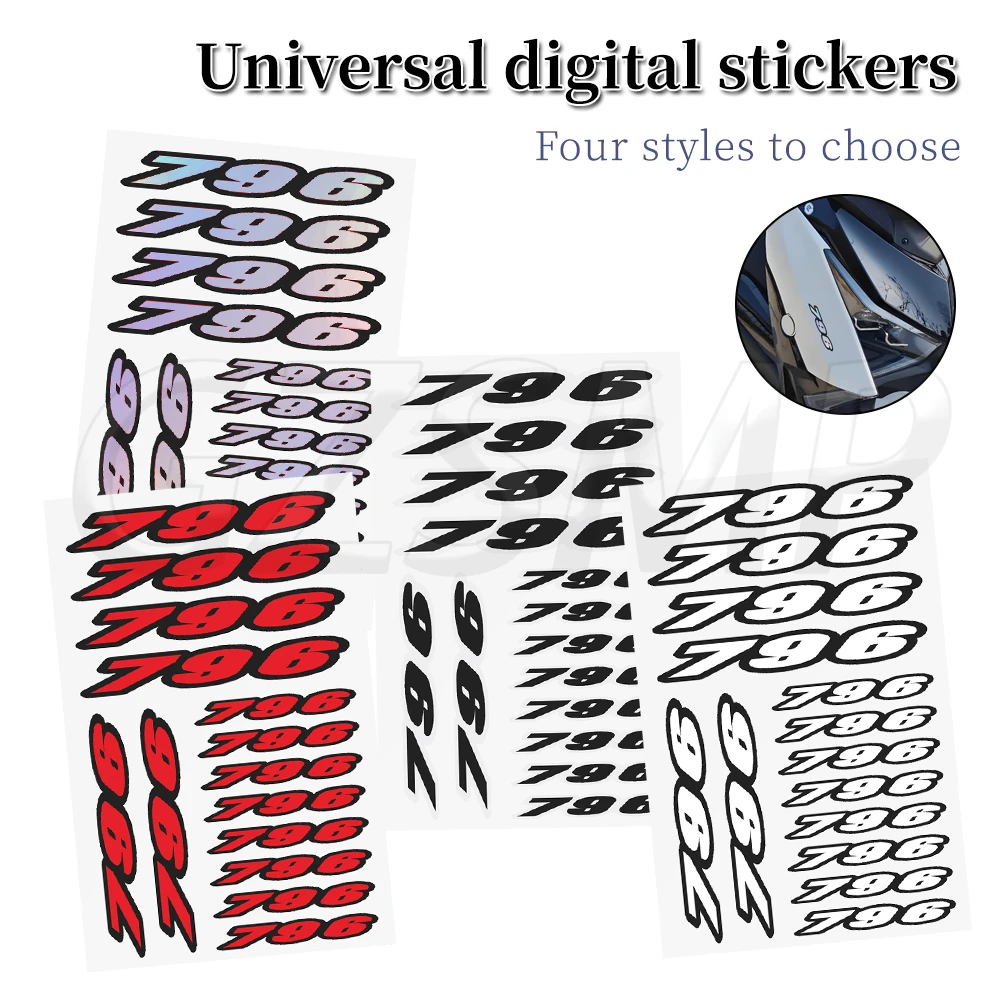 

Number 796 Motorcycle Stickers Motocross Body Universal Decals Fit for Ducati Monstar 796 MotoGP Replica HyperMotard 796