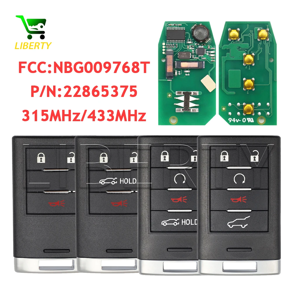 

Liberty For Cadillac ATS SRX CTS XTS DTS 2010 - 2014 Keyless Smart Remote Car Key Fob FCC: NBG009768T 315MHz 433MHz Locksmith