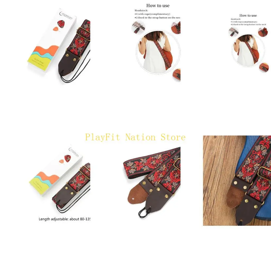 

242F Ремень для гитары в богемном стиле, ремень для электрической акустической гитары, бас-гитары, унисекс