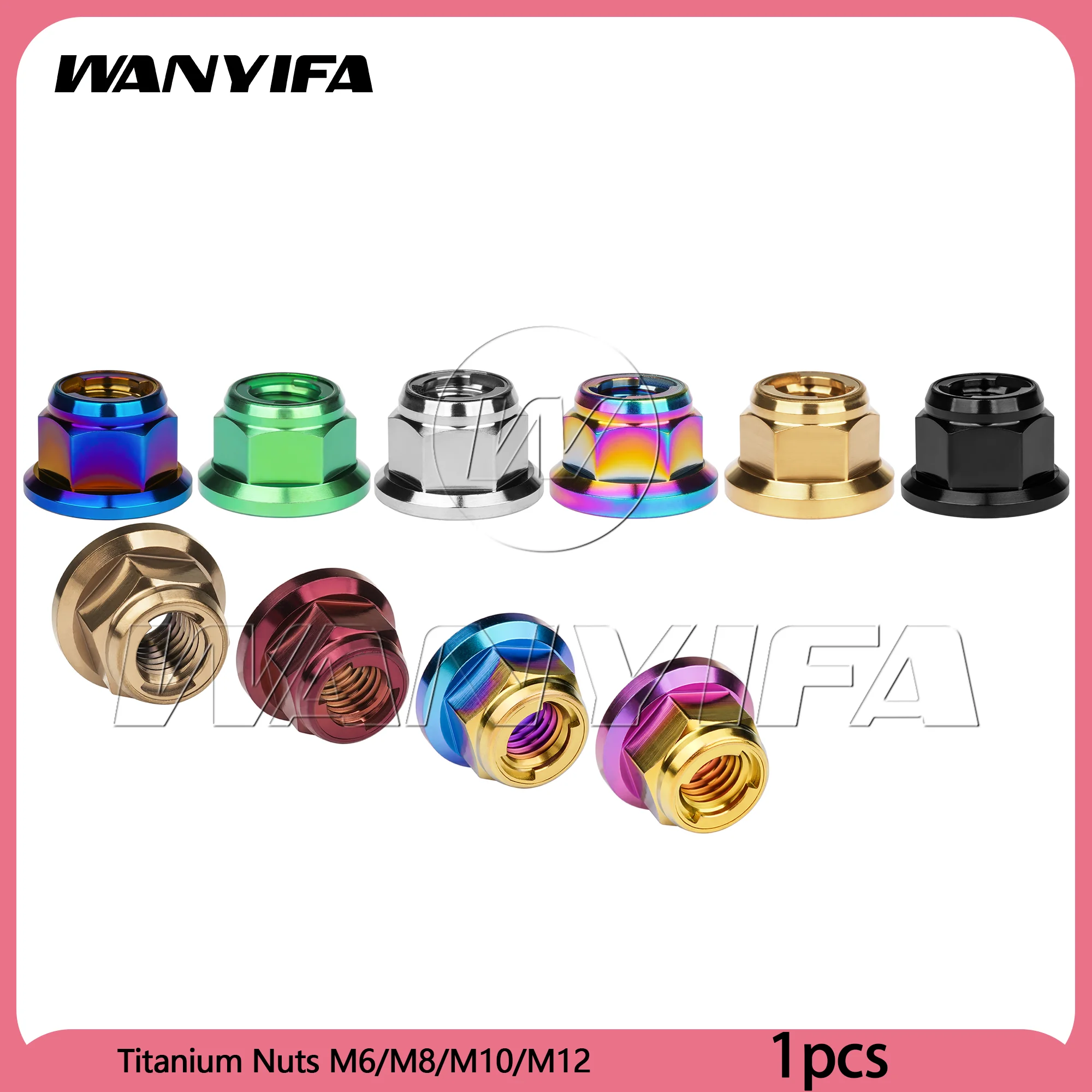 Wanyifa Titanmutter M6/M8/M10/M12 Flansch Metall Sicherungsmuttern für Motorrad-Autobefestigungen