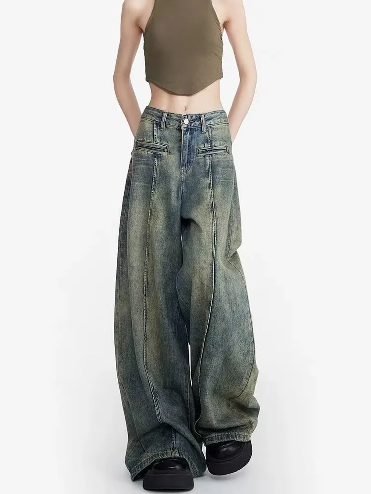 

Женские джинсы с вышивкой, потертые, рваные, с потертым подолом, женские джинсовые брюки, модные альтернативные брюки в стиле гранж в стиле панк-рок