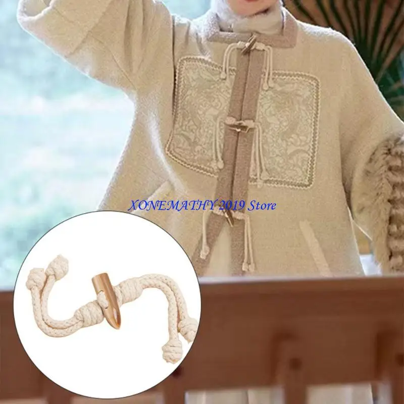 

F42F Horn Button Closure Overcoat Sewing Fasteners for Costumes Outfit Sewing