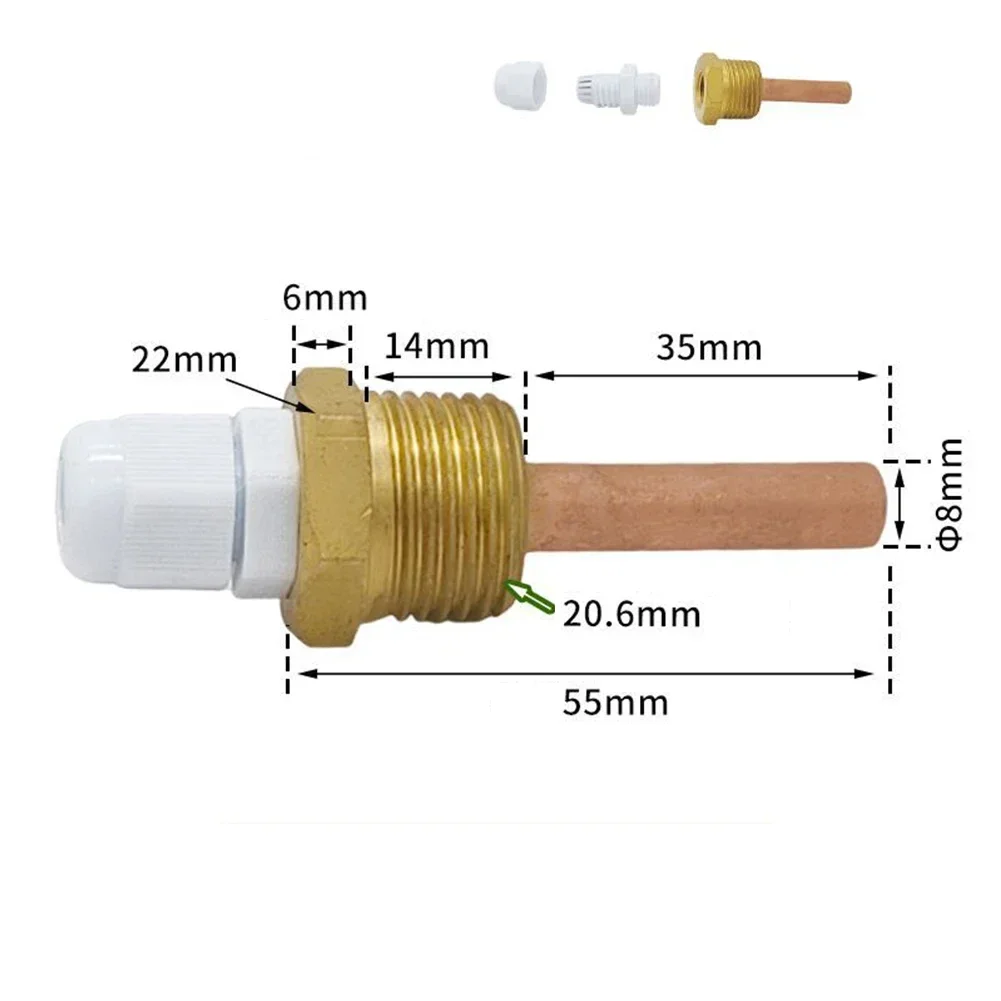 42-300mm Thermowell Brass 1/2 For BSP G Thread For Temperature Sensor Copper Fittings For Brass Blind Tube Solar Sensor