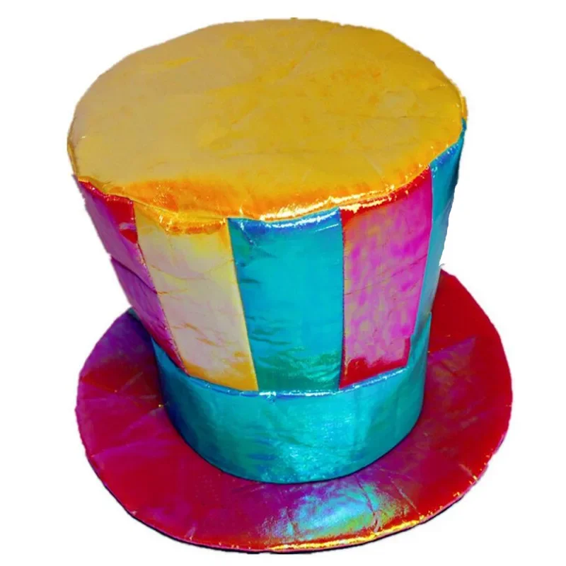 

Взрослые красочные шляпы клоуна с плоским верхом, спортивные волшебные шляпы, костюм для косплея, реквизит, аксессуары для вечеринок, маскарад, Хэллоуин