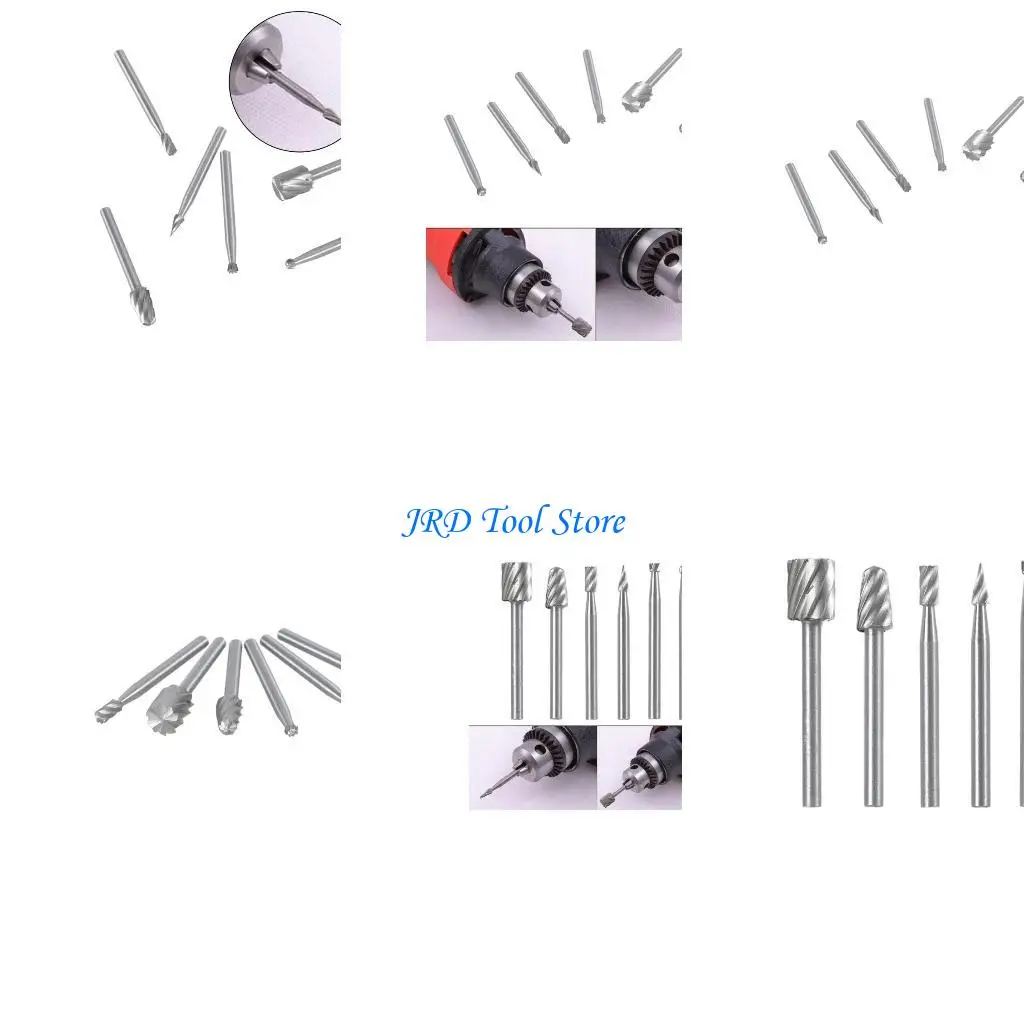 A2UD 6PCS HSS 라우팅 라우터 그라인딩 비트 미니를위한 로타리 도구를위한 BURS BITS BURS