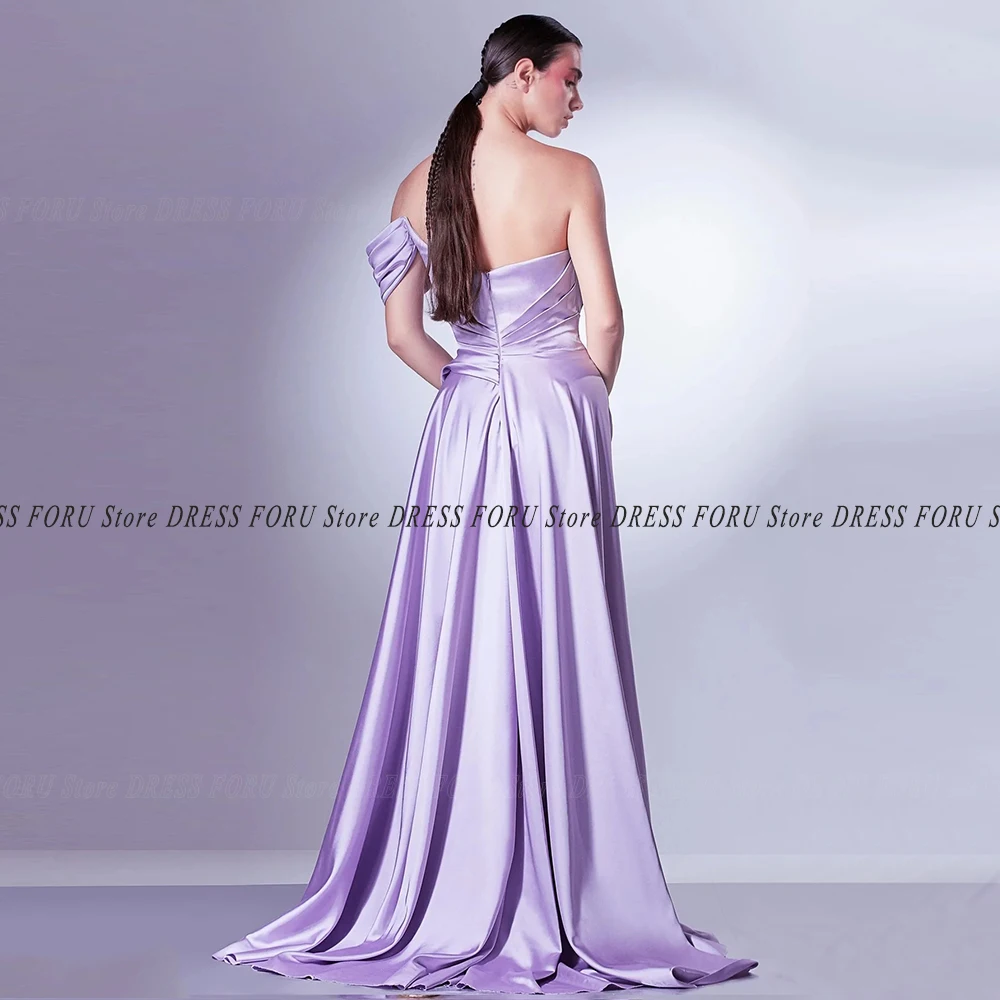 Sexy Satin Prom Dress Sweetheart Off Shoulder Pleat Simple Celebrity Party Gown Sweep Train Zipper Beach Gala Vestido De Fiesta