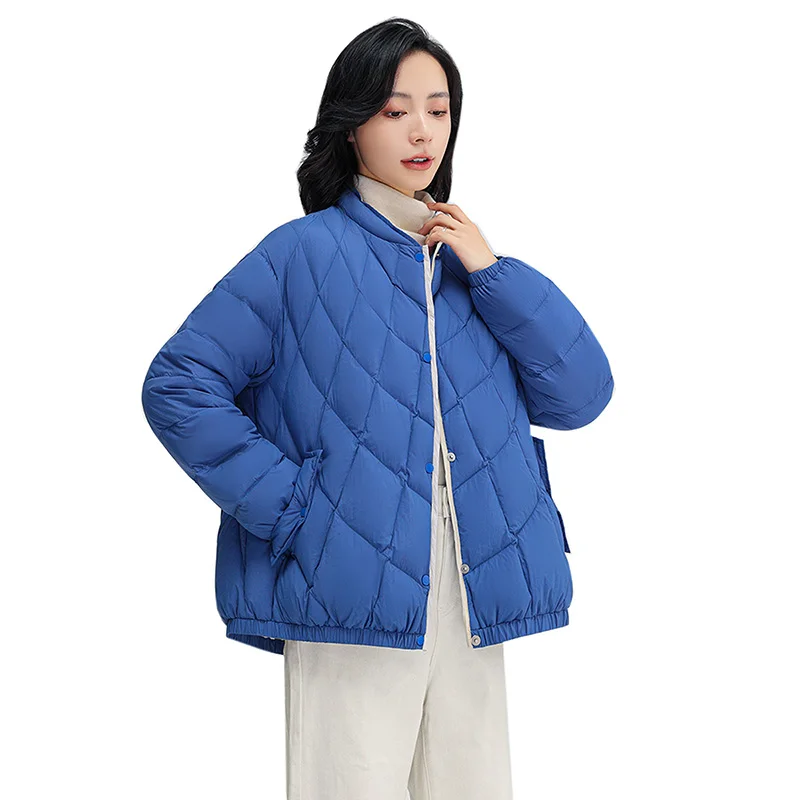 Women Down Jacket Casual Long sleeved Warm Outwear 2023 new Autumn and Winter Solid color Coats Female