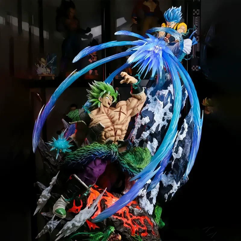 

Dragon Ball Handmade 20cm Cloud Rise Brolli Vs Wujita Wukong Beijita Super Saiyan Anime Statue Model Handmade Ornament Boy Gift