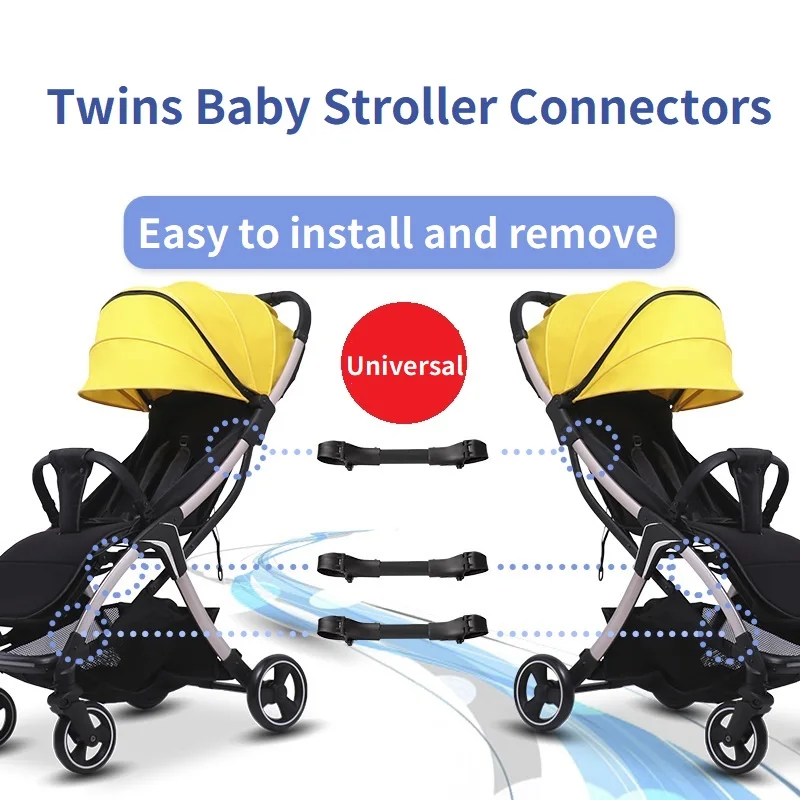 3Pcs Twin Baby Stroller Connector Universal Joints Triplets Quadruplets Infant Cart Secure Straps Adjustable Linker Hook Safety