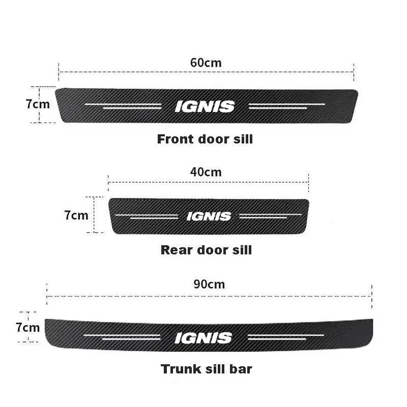 3D Carbon Fiber Car Sticker Auto Door Sill Side DIY Paste Protector Strip for Suzuki IGNIS Logo Auto Accessories