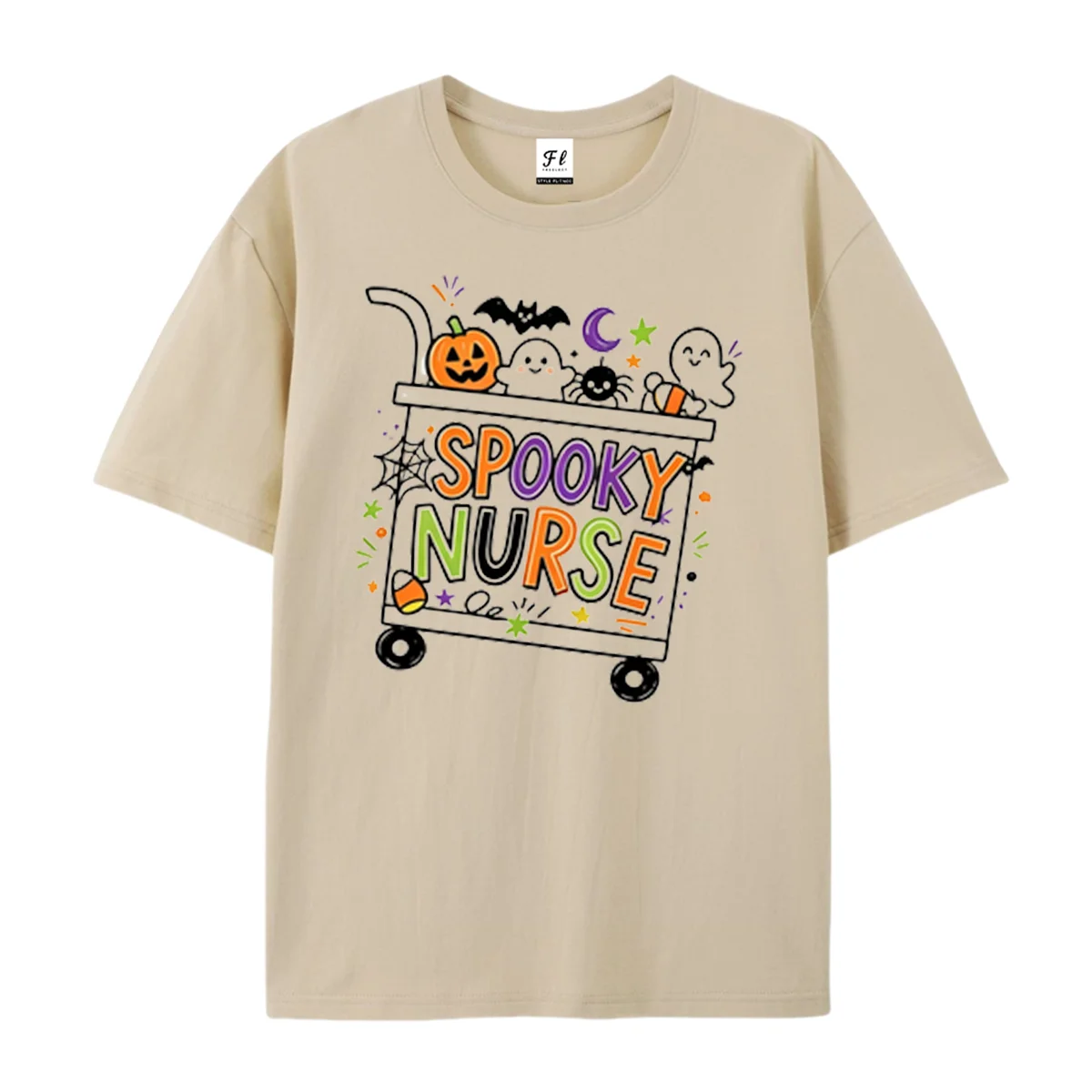 Spooky Nurse Doodle Style Halloween Shirt Fashion Comfort Colors Nicu Neonatal Nurse Tee for Women Cute Halloween Gift for Nurse