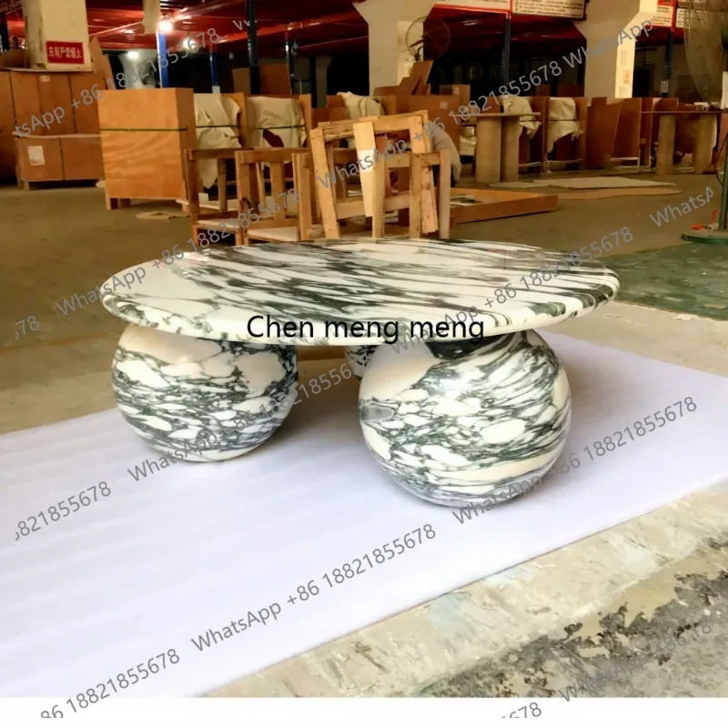 For Villa Hotel Living Room Modern Statuario Solid Marble Coffee Table