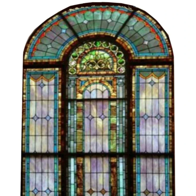 Colored glass entry kitchen sliding door window curved lighting decoration ceiling partition inlay tempered