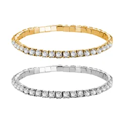 New Fashion Elasticity Crystal Single Row Rhinestones Bracelets For Women Elasticity Wedding Bridal Gift Party Jewelry