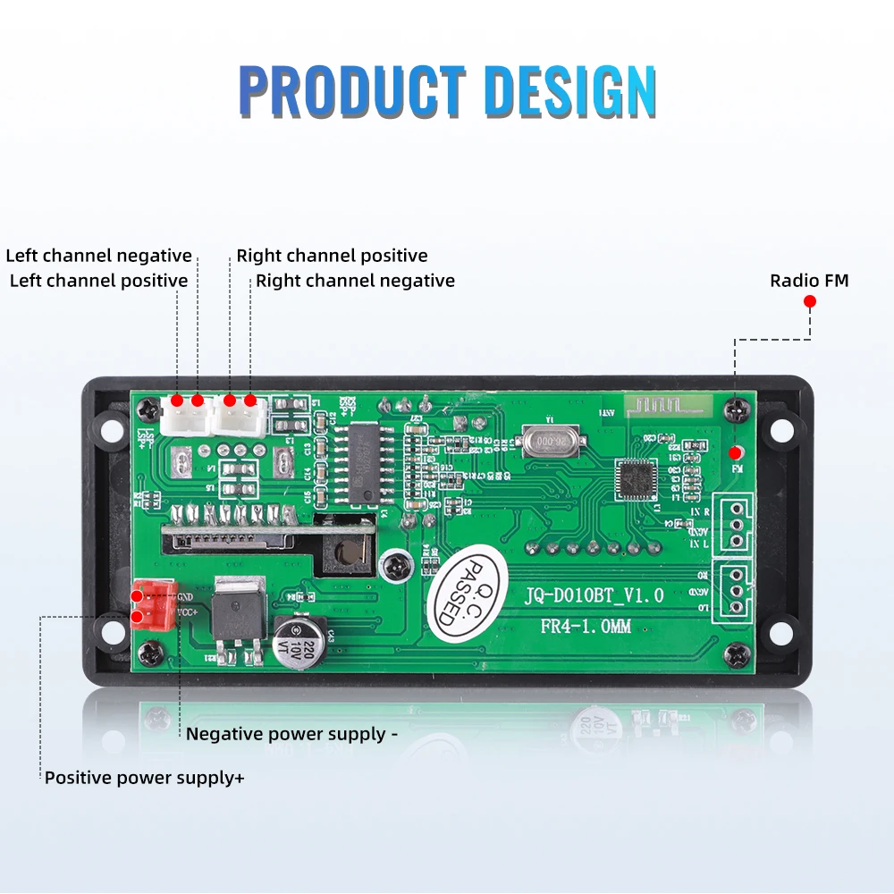 2*25W 50W Amplificatore 12V Lettore MP3 Scheda di Decodifica Bluetooth 5.0 Auto Modulo Radio FM TF USB AUX Lettore WMA Decodificatore Vivavoce