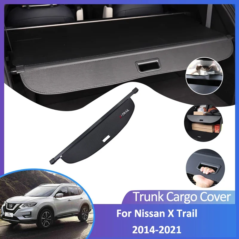 

For Nissan X Trail T32 Rogue 2014-2021 Rear Trunk Cargo Cover Retractable Luggage Curtain Car Accessorie Waterproof Shield Shade