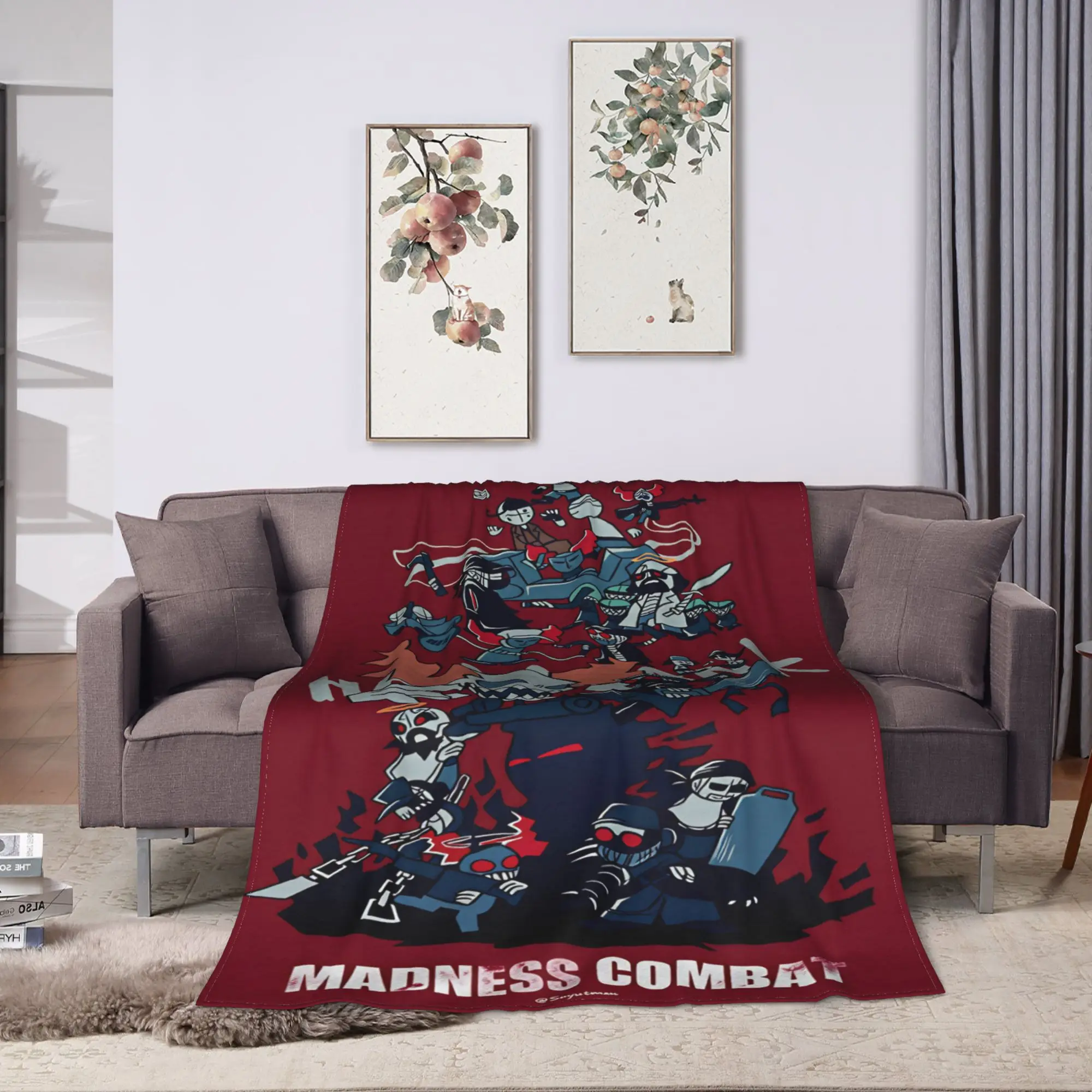 MADNESS COMBAT Blanket  Camping Flannel Throw Blanket For Outdoor Super Warm Custom Quality Bedspread Birthday Gift