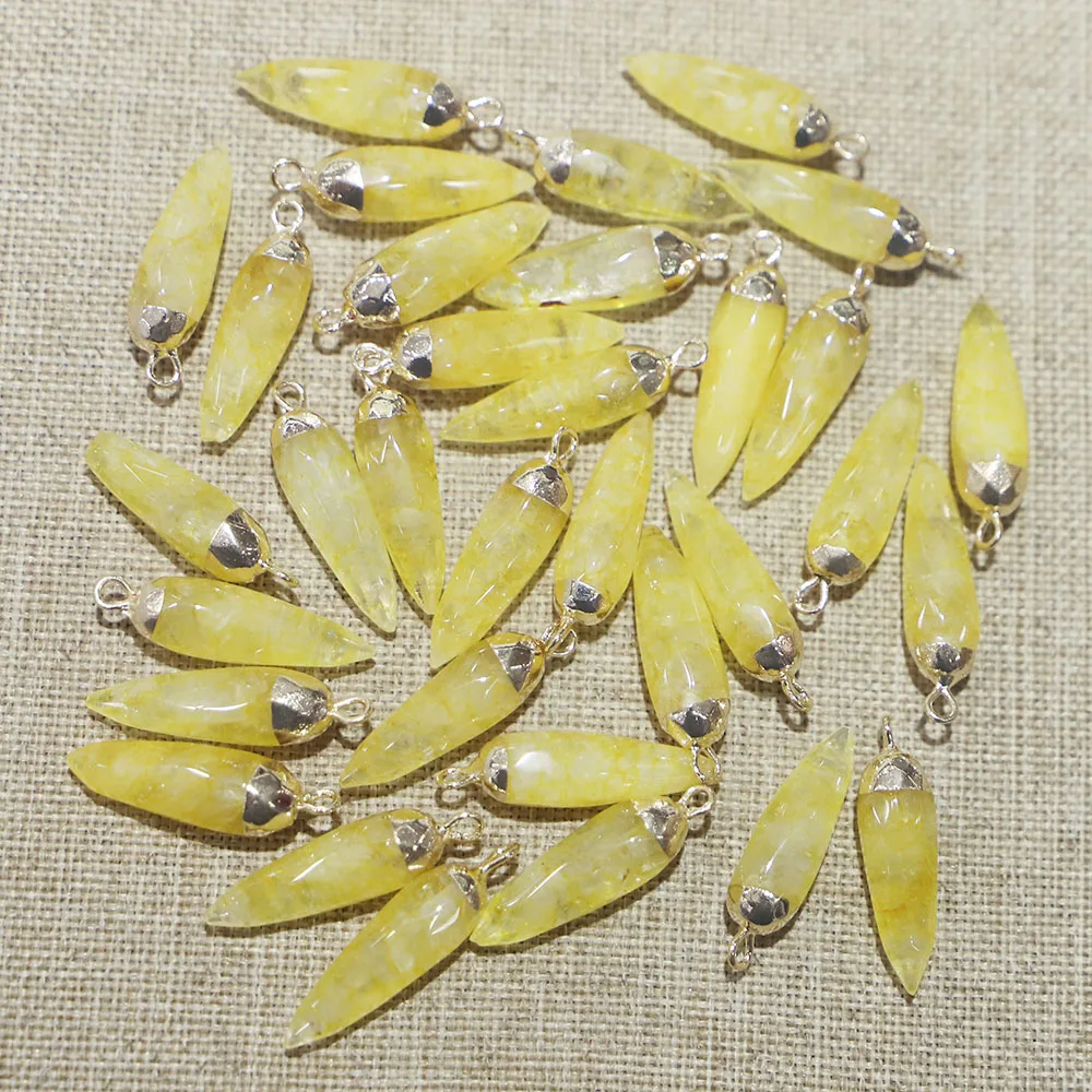 

New Natural Citrine Stone Pointed Arrow Pepper Necklace Pendant Reiki Charms Fashion Jewellery Making Accessories Wholesale 8Pcs