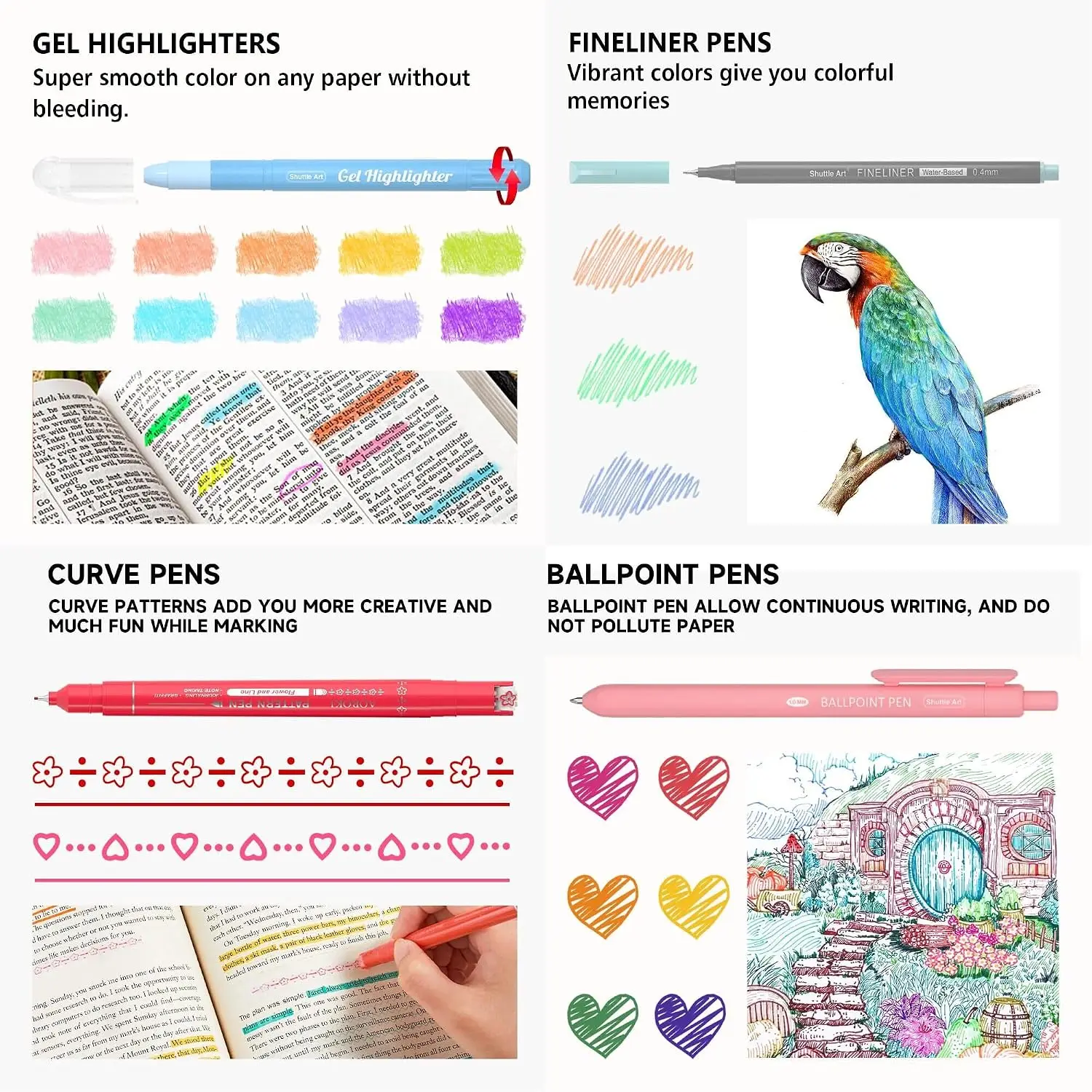 Shuttle Art Bible Highlighters and Pens No Bleed, 33 Pack Bible Journaling Kit, Bible Pens Gel Highlighters and Bible Tabs with a Storage Bag, Bible Markers No Bleed Through