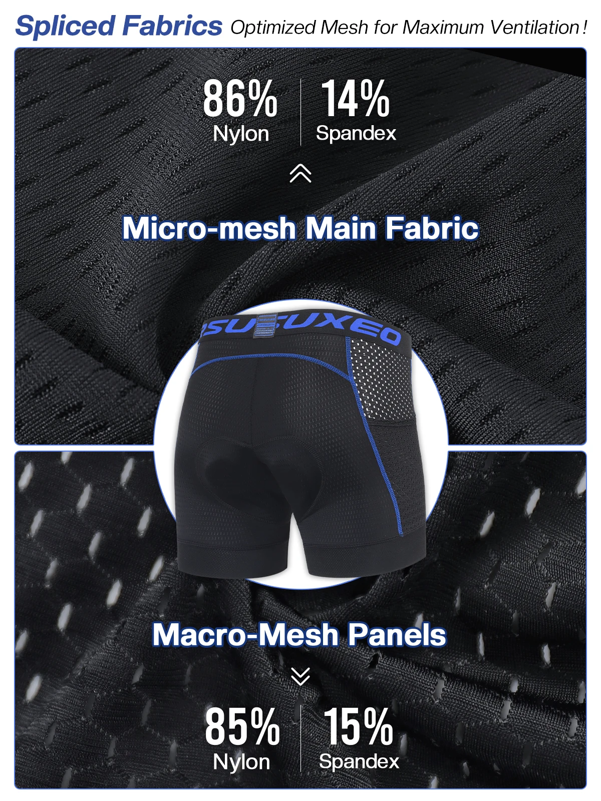 ARSUXEO Cycling Underwear Men With Pockets 4D Padded Bike Shorts Bicycle Biking Cycling Shorts 005G