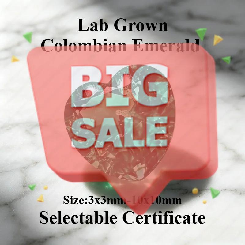 Top Lab Grown Colombian Emerald Heart Cut Green Gemstone for DIY Charms Jewelry Earrings Making Material Selectable Certificate