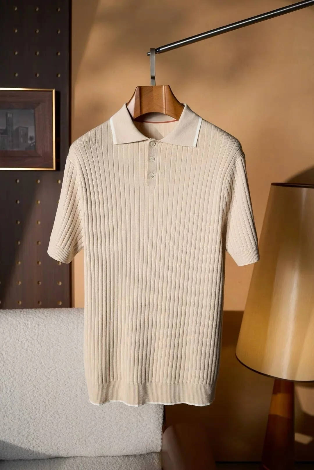 

Мужская рубашка в итальянском стиле, трикотажная, с коротким рукавом, отложным воротником, элегантная, модная, с манжетами на три пуговицы, для весны и лета