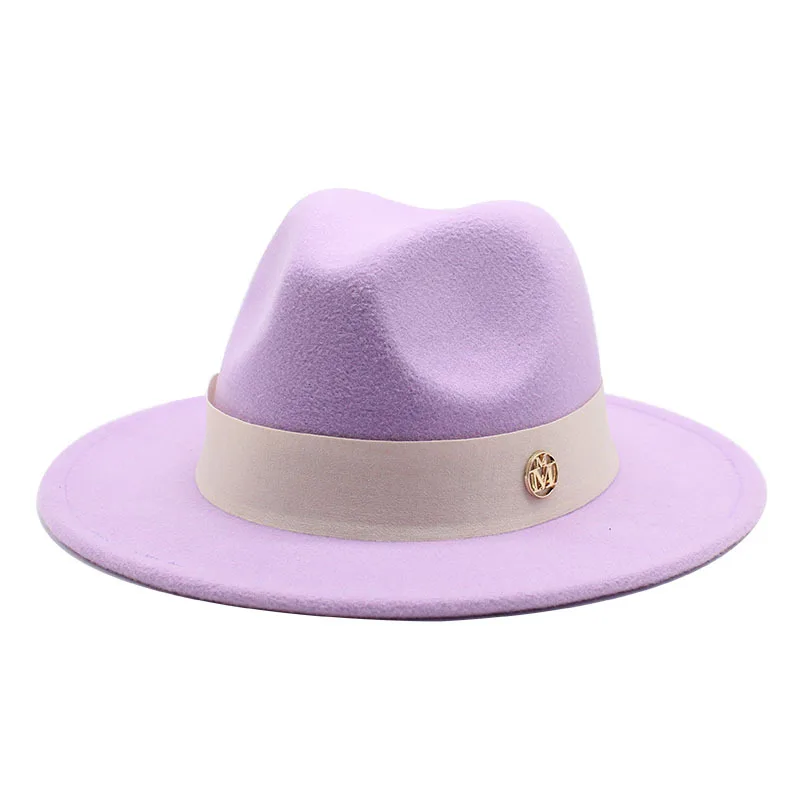 Cross Border British Retro Wide Brim White Pure Wool Top Hat Fashion All Match Casual Fedora Hat Female Autumn And Winter Wild