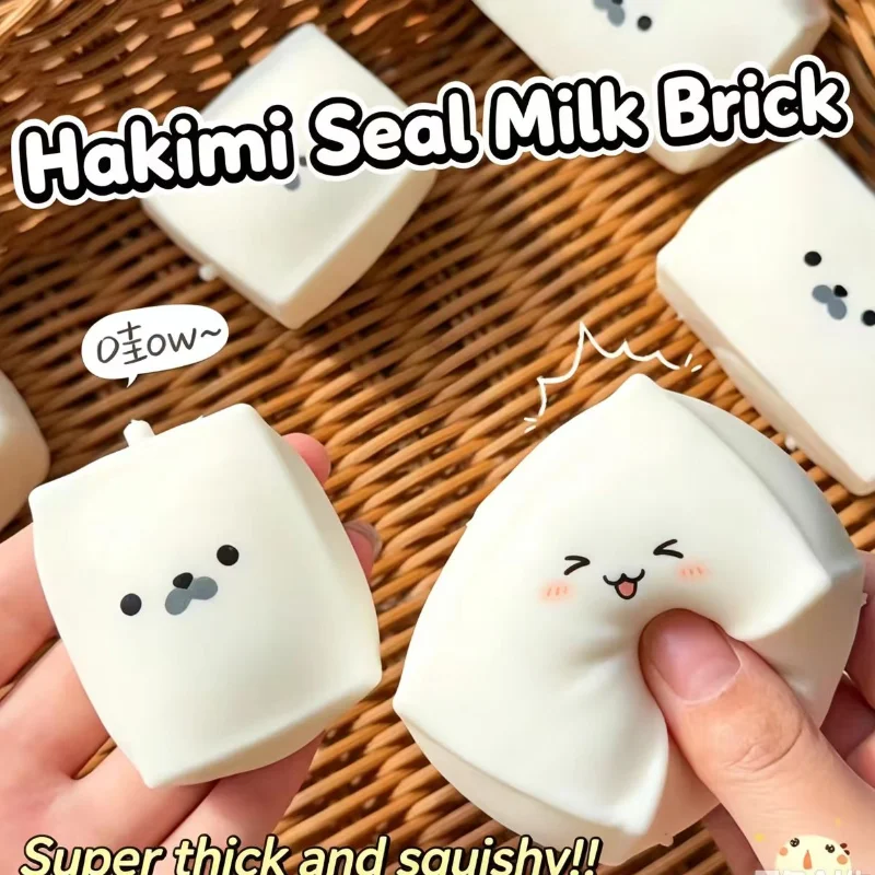 1PC Fun Cube Tofu Seal Expressions Soft Squishy Toy Big Slushy White Squishy Toys Squeeze Ball ASMR Anti Stress Relief Toys