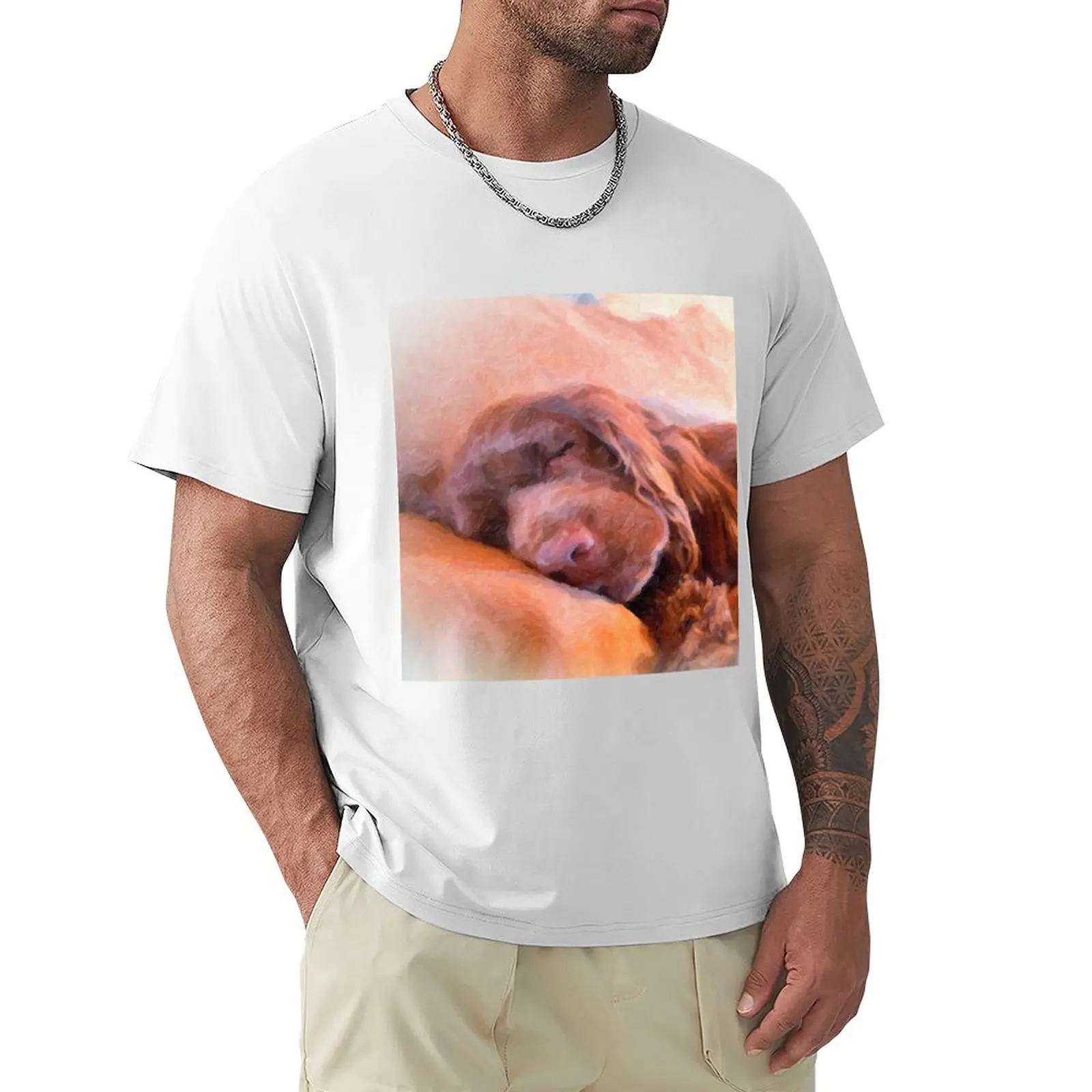 Sussex Spaniel Sleeping T-shirt customizeds Short sleeve tee aesthetic clothes T-shirt men