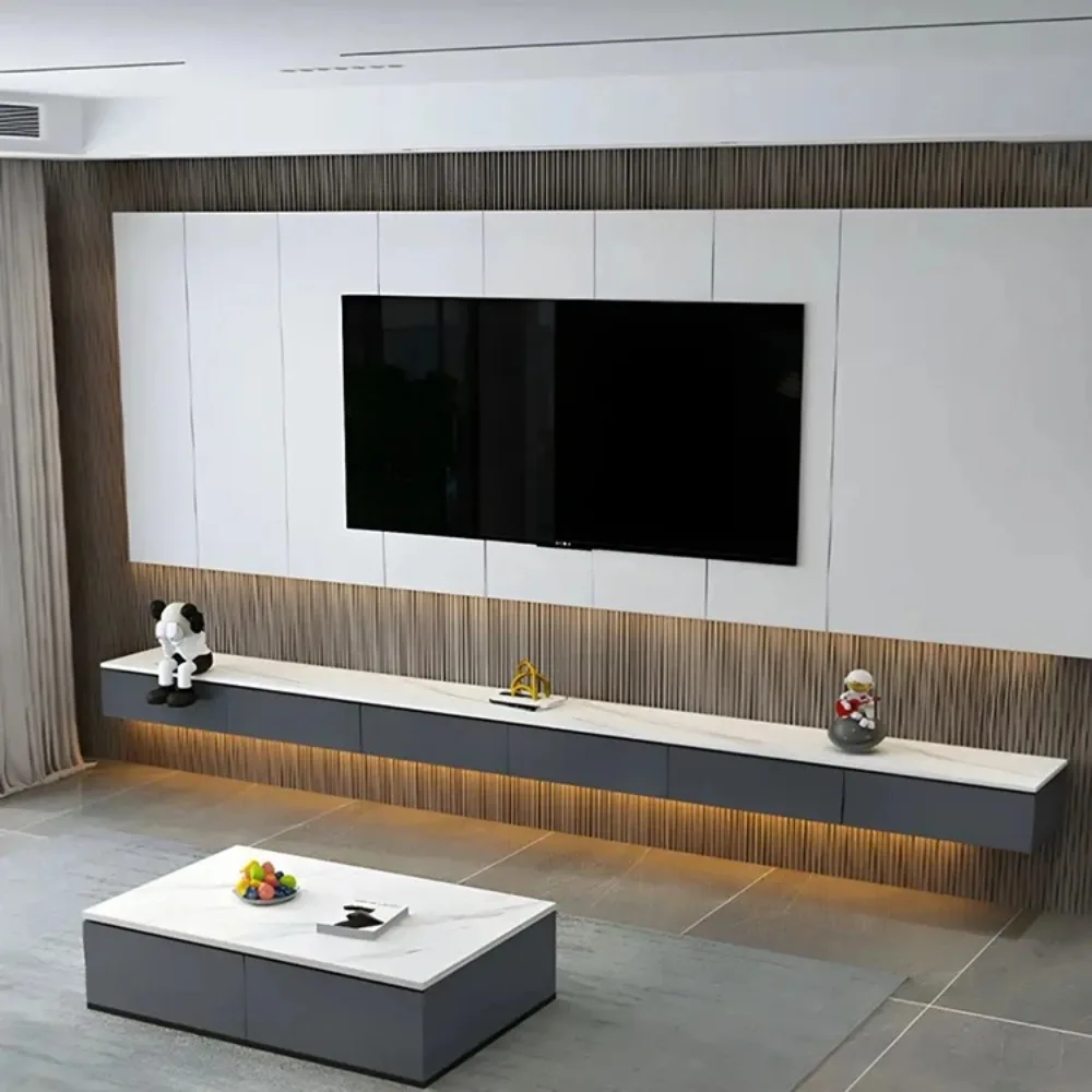 

Modern Simple Floating Tv Cabinet Wall Mounted Tv Stand With Storage Sections for Living Room
