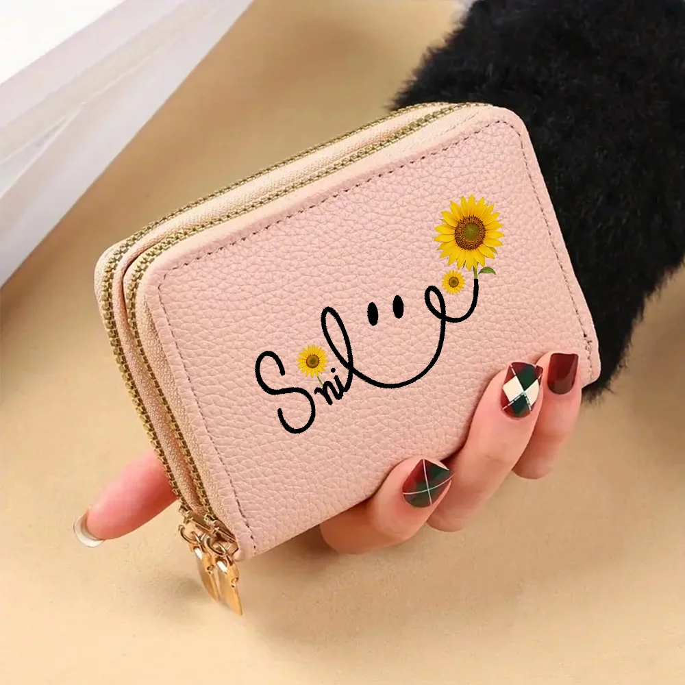 Ladies' Wallet with Multiple Card Slots, Featuring Cute Cartoon Patterns and Double Zippers, for Holding Multiple Credit Cards.