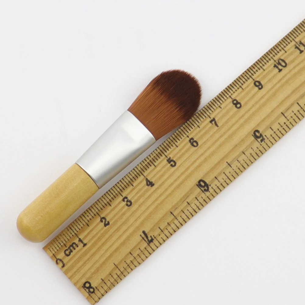 2pcs Mini Foundation with Short Wooden Handle Portable Nylon Fiber Makeup Brush Mini