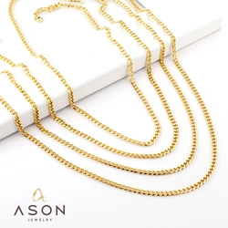 ASONSTEEL 1 Pieces Hip Hop Rope Cuban Link Chain Necklace Stainless Steel Width 3.5mm Gold Color Punk Fashion Jewelry Accessory