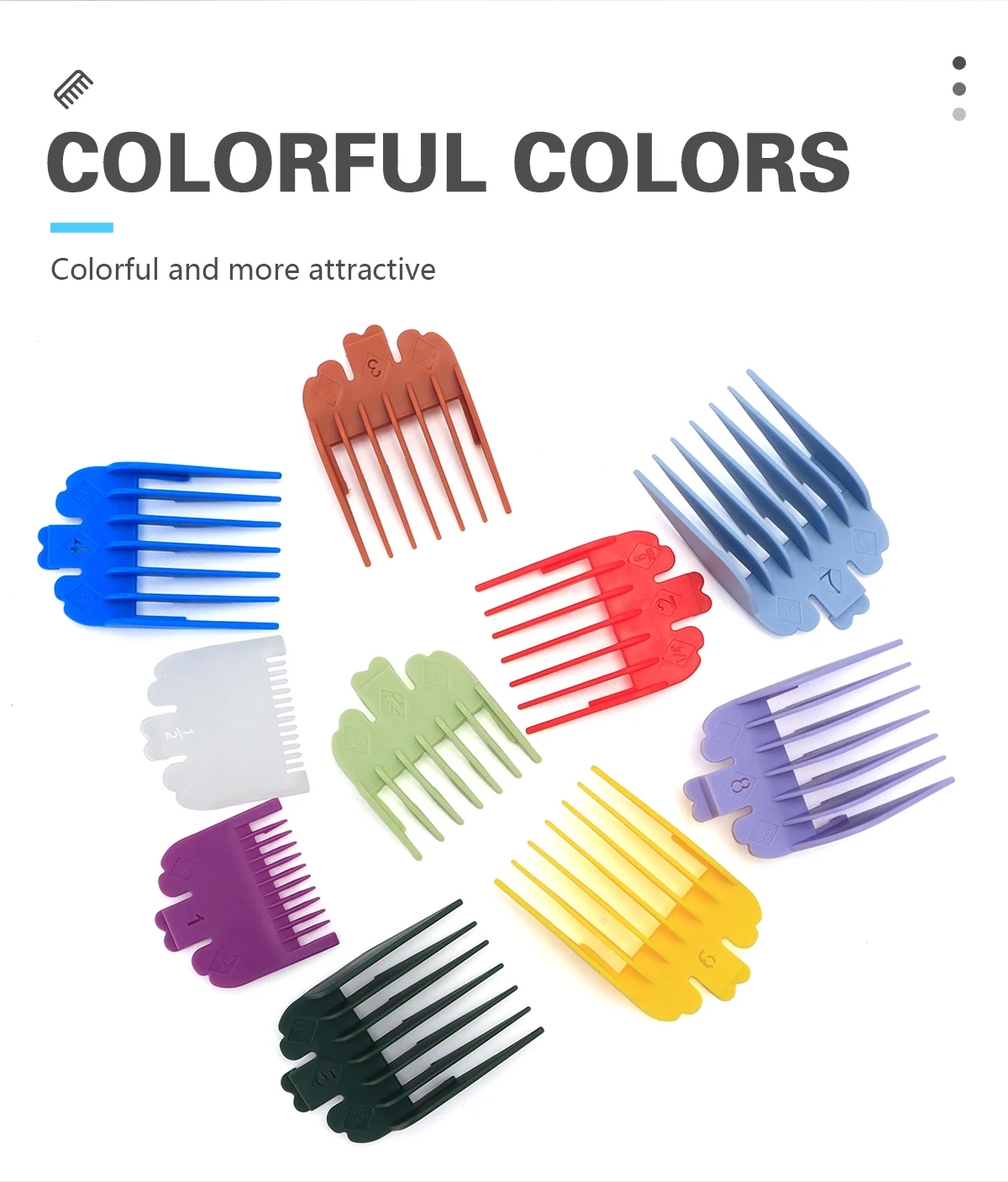 Verschiedene Größen Haarschneidemaschinen-Schutz, Friseurzubehör, professioneller Trimmer-Aufsatz, Begrenzungskämme, Ersatzschutz, 10-teiliges Set – Detail 8