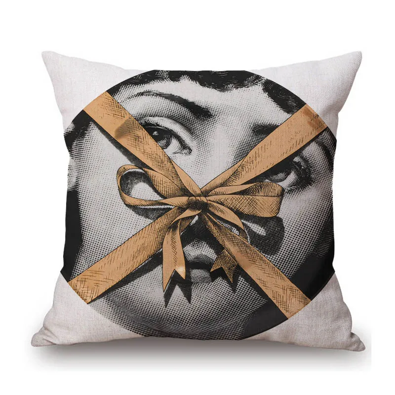 Black White Classic Fashion Luxurious Girl Face Gift tie Elegant Home Decoration Cotton Linen Sofa Pillow Case Cushion Cover