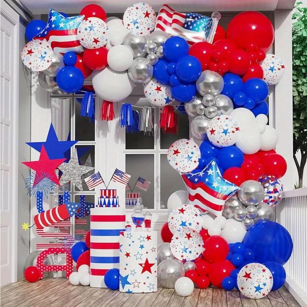 139-teiliges Ballon-Set zum Unabhängigkeitstag mit Dekoration zum amerikanischen Unabhängigkeitstag, Dekoration zum Veteranentag, Party, Gedenktag