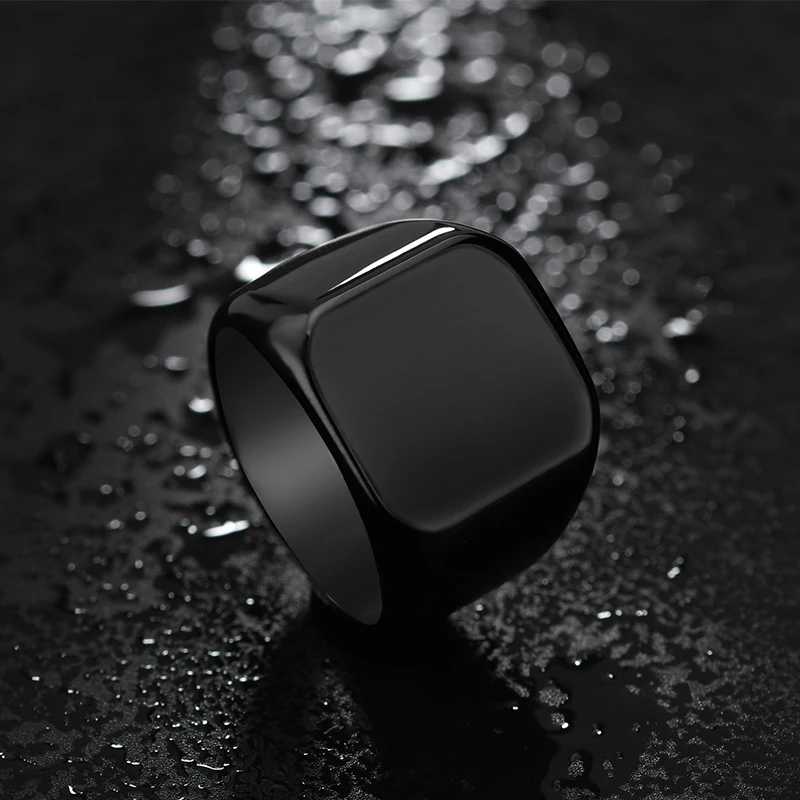 Bluelory Customized Photo Rings For Men Women Stainless Steel Personalized Name Date Logo Rings Jewelry Accessories Gifts