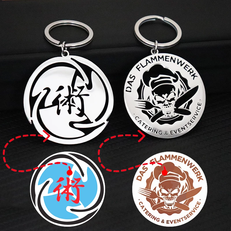 

New 45mm Customized Kids Drawing Picture Company Logo Keychain Keyring Personalized Company Logo Commemorative Gift