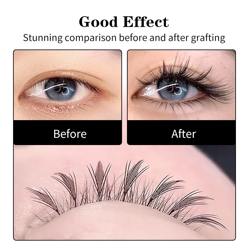 Winky Beauty Ventagli prefabbricati a forma di piuma Ciglia finte Strumento per il trucco da 8-15 mm, punte da 0,07 mm Ciglia naturali Manga Flase Ventagli di cashmere